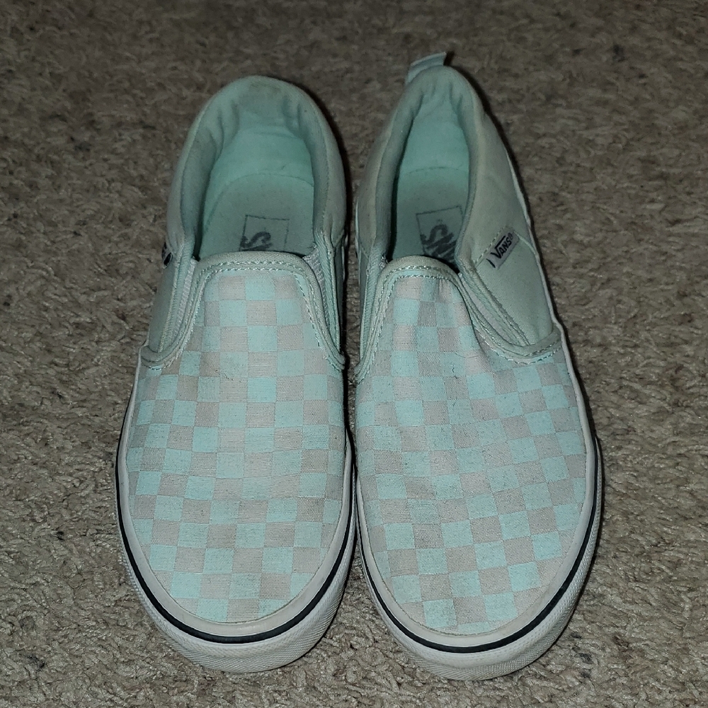 Vans Kids Mint Checkered Slip-On Sneakers